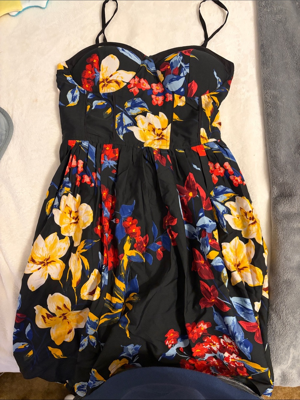 NWT Bog Collective Floral Black Sundress with Yellow & Red Blooms